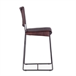 Bowden Counter Height Brown Top-Grain Buffalo Leather Stool Iron Sled Legs