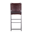 Bowden Counter Height Brown Top-Grain Buffalo Leather Stool Iron Sled Legs