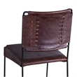 Bowden Counter Height Brown Top-Grain Buffalo Leather Stool Iron Sled Legs