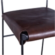 Bowden Counter Height Brown Top-Grain Buffalo Leather Stool Iron Sled Legs