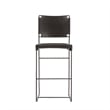 Bowden Counter Height Black Top Grain Buffalo Leather Stool w Iron Sled Legs