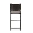 Bowden Counter Height Black Top Grain Buffalo Leather Stool w Iron Sled Legs