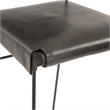 Bowden Counter Height Black Top Grain Buffalo Leather Stool w Iron Sled Legs