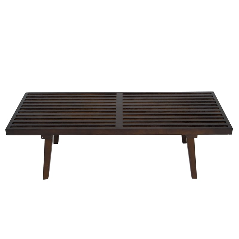 LeisureMod Mid-Century Inwood Platform Bench in Dark Walnut - 4 Feet