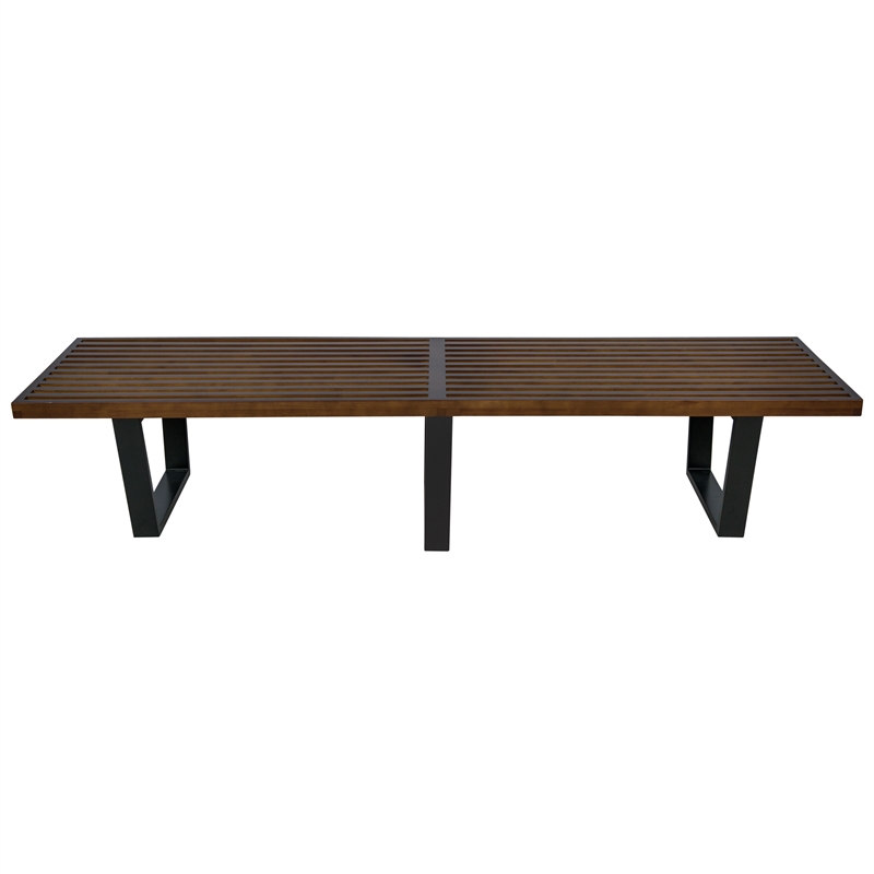 LeisureMod Inwood Platform Bench – 60" Wide, Rubberwood & Beech, Slatted Design – Holds 300 Lbs, For Bedroom, Entryway, Living Room