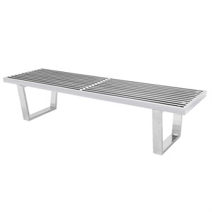 leisuremod mid-century inwood platform stainless steel bench