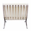LeisureMod Bellefonte Modern Ivory Leather Tufted Accent Chair & Ottoman