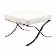 LeisureMod Bellefonte Modern Ivory Leather Tufted Accent Chair & Ottoman
