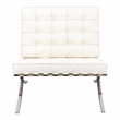 LeisureMod Bellefonte Modern Ivory Leather Tufted Accent Chair