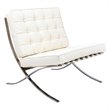LeisureMod Bellefonte Modern Ivory Leather Tufted Accent Chair