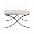 LeisureMod Bellefonte Modern Ivory Leather Tufted Ottoman