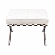 LeisureMod Bellefonte Modern Ivory Leather Tufted Ottoman