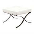 LeisureMod Bellefonte Modern Ivory Leather Tufted Ottoman