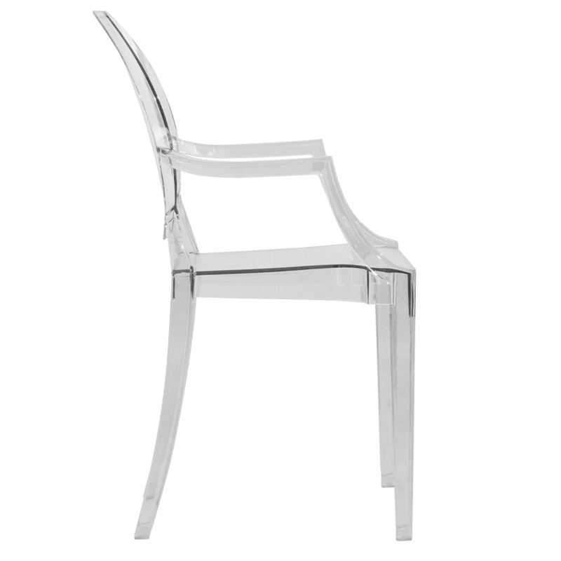 LeisureMod Carroll Modern Acrylic Dining Armchair in Clear Set of 2