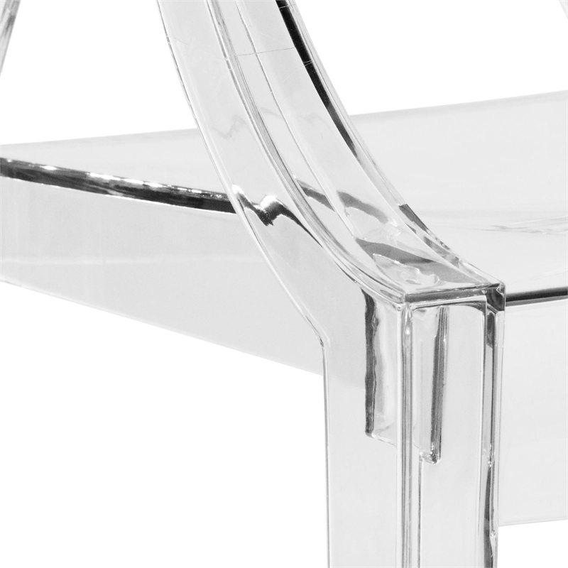 LeisureMod Carroll Modern Acrylic Dining Armchair in Clear Set of 2