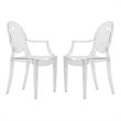 LeisureMod Carroll Modern Acrylic Dining Armchair in Clear Set of 2