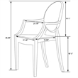 LeisureMod Carroll Modern Acrylic Dining Armchair in Clear Set of 4
