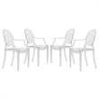 LeisureMod Carroll Modern Acrylic Dining Armchair in Clear Set of 4