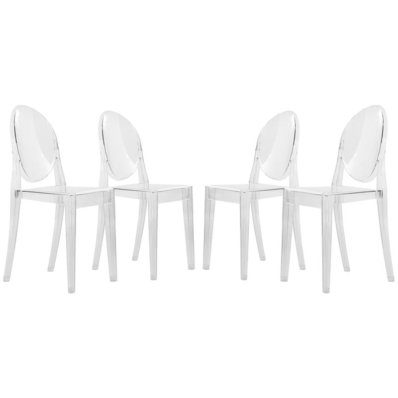 LeisureMod Marrion Modern Acrylic Dining Chair in Clear Set of 4