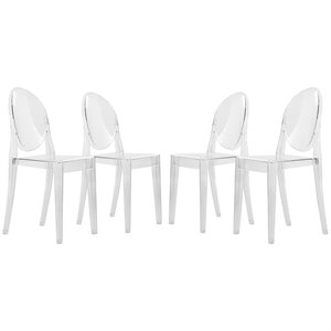 LeisureMod Marrion Modern Acrylic Dining Chair in Clear Set of 4