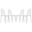LeisureMod Marrion Modern Acrylic Dining Chair in Clear Set of 4