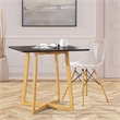 LeisureMod Dover Dining Side Chair With Wood Eiffel Base in Clear