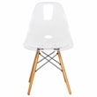 LeisureMod Dover Dining Side Chair With Wood Eiffel Base in Clear Set of 4
