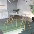 LeisureMod Dover Dining Side Chair With Wood Eiffel Base in Clear Set of 4