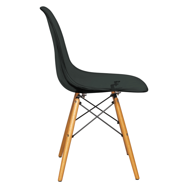 LeisureMod Dover Dining Side Chair With Wood Eiffel Base in Black