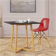 LeisureMod Dover Dining Side Chair With Wood Eiffel Base in Red