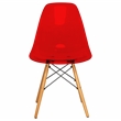LeisureMod Dover Dining Side Chair With Wood Eiffel Base in Red (Set of 2)