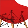 LeisureMod Dover Dining Side Chair With Wood Eiffel Base in Red (Set of 4)