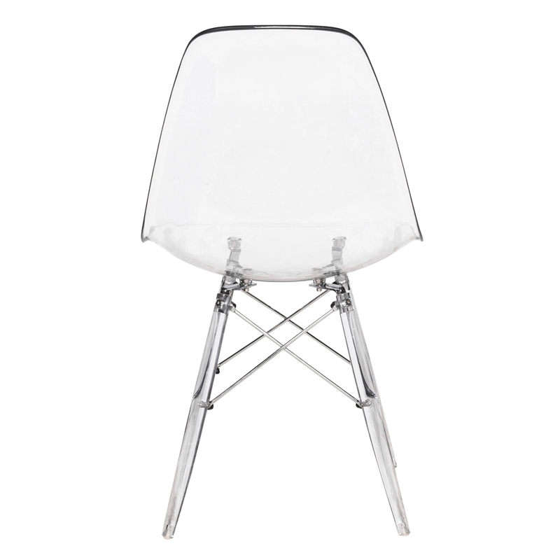LeisureMod Dover Dining Side Chair With Acrylic Eiffel Base in Clear Set of 2