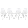 LeisureMod Dover Dining Side Chair With Acrylic Eiffel Base in Clear Set of 4