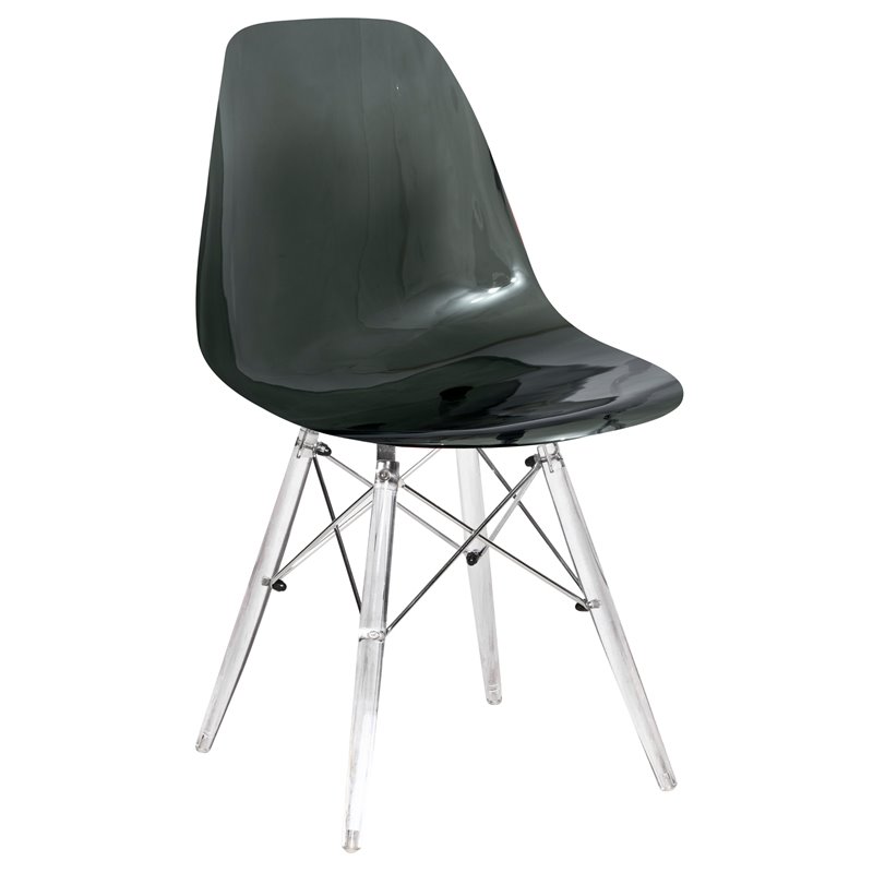 LeisureMod Dover Dining Side Chair With Acrylic Eiffel Base in Black