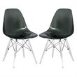 LeisureMod Dover Dining Side Chair With Acrylic Eiffel Base in Black Set of 2