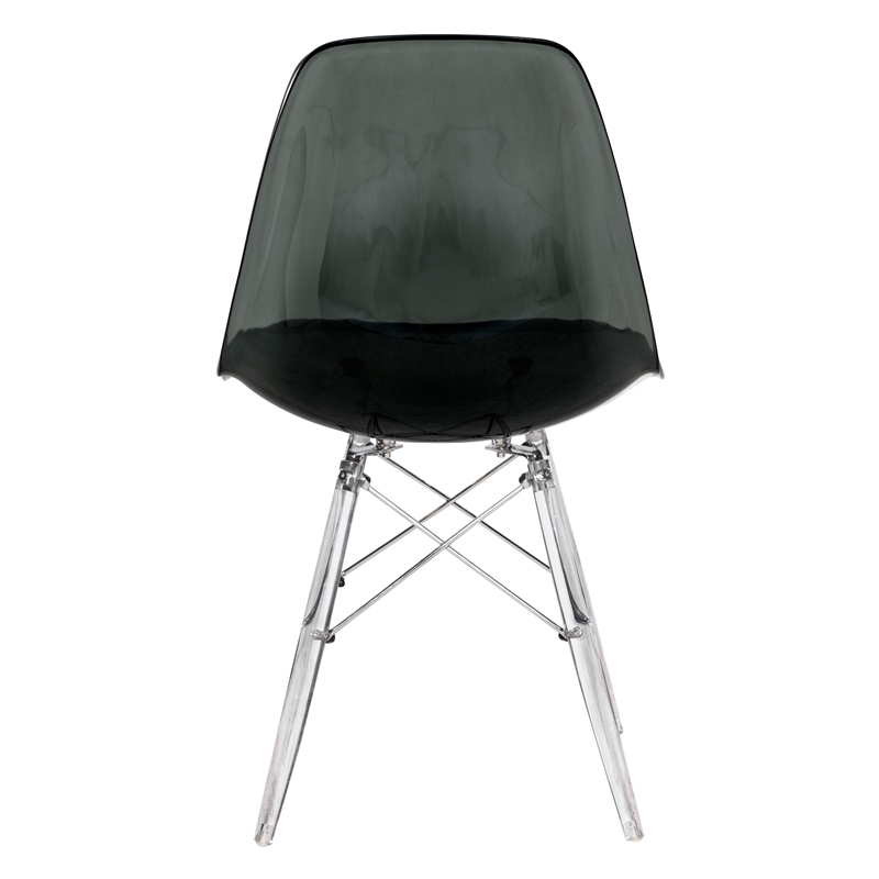 LeisureMod Dover Dining Side Chair With Acrylic Eiffel Base in Black Set of 4