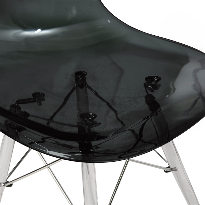 LeisureMod Dover Dining Side Chair With Acrylic Eiffel Base in Black Set of 4