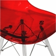 LeisureMod Dover Dining Side Chair With Acrylic Eiffel Base in Red Set of 2