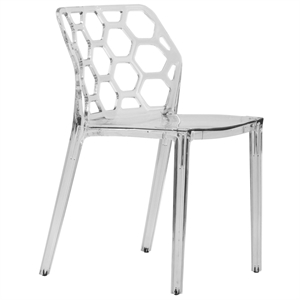 leisuremod dynamic modern clear honeycomb design dining side chair