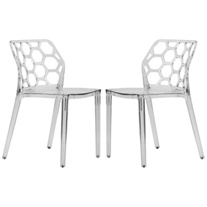 leisuremod dynamic plastic dining side chair honeycomb design in clear set of 2