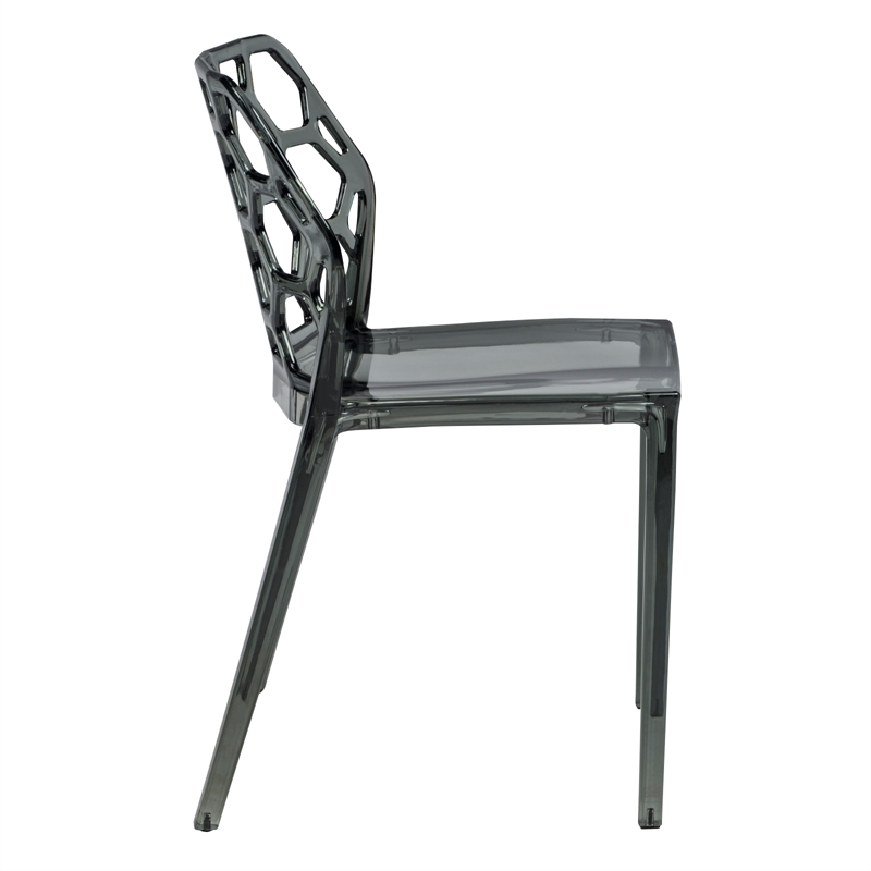 LeisureMod Dynamic Modern Plastic Dining Side Chair Honeycomb Design in Black