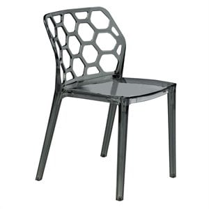 LeisureMod Dynamic Modern Plastic Dining Side Chair Honeycomb Design in Black