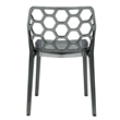 LeisureMod Dynamic Plastic Dining Side Chair Honeycomb Design in Black Set of 4