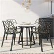 LeisureMod Dynamic Plastic Dining Side Chair Honeycomb Design in Black Set of 4
