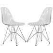 LeisureMod Cresco Modern Eiffel Base Dining Side Chair in Clear Set of 2