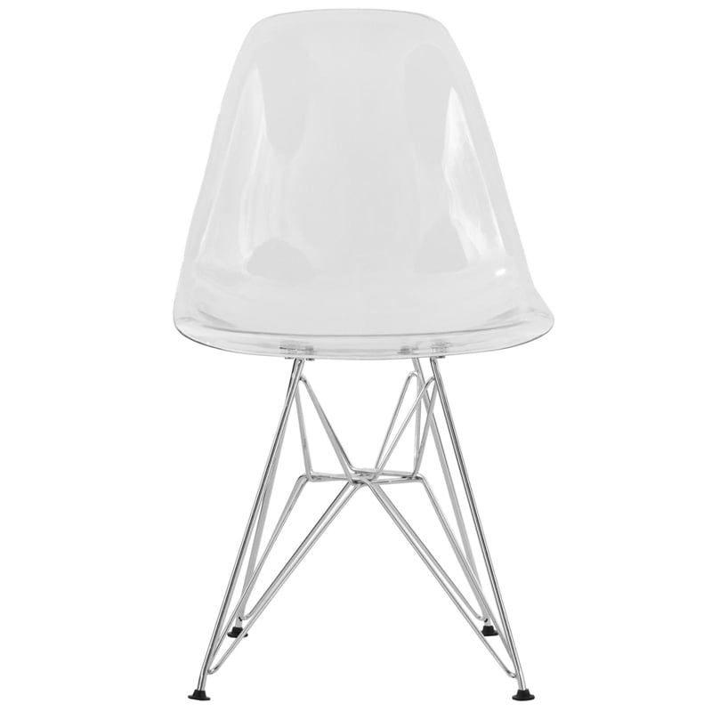 LeisureMod Cresco Modern Eiffel Base Dining Side Chair in Clear Set of 4