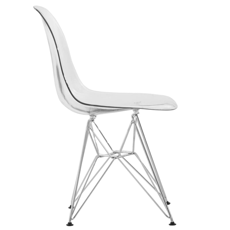 LeisureMod Cresco Modern Eiffel Base Dining Side Chair in Clear Set of 4