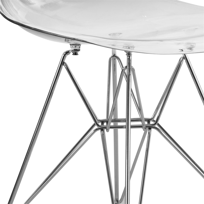 LeisureMod Cresco Modern Eiffel Base Dining Side Chair in Clear Set of 4