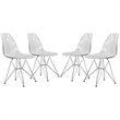 LeisureMod Cresco Modern Eiffel Base Dining Side Chair in Clear Set of 4